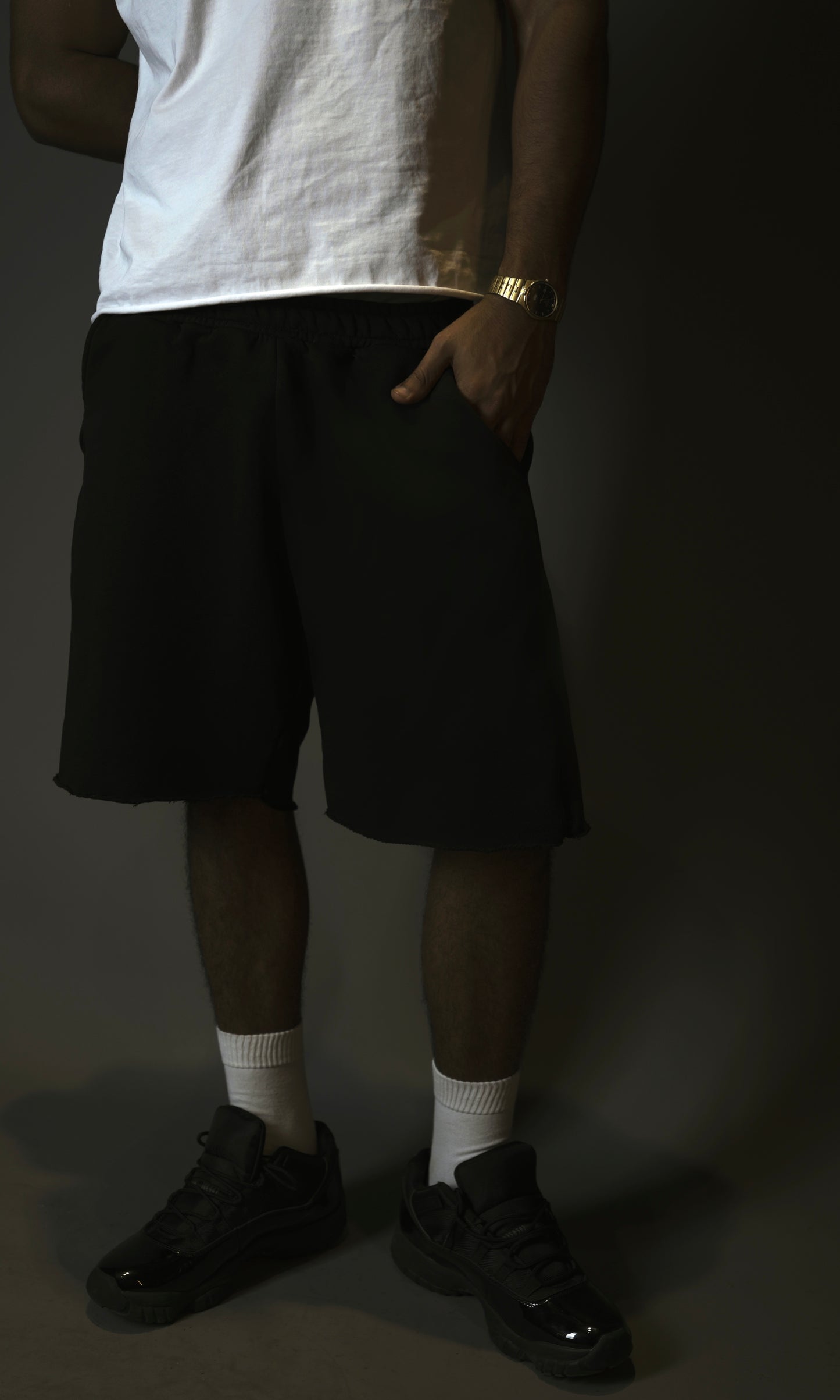 Black Unfinished Shorts